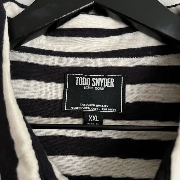 Todd Snyder Men’s Striped Polo Shirt Size XXL Cream / Black - Picture 4 of 6